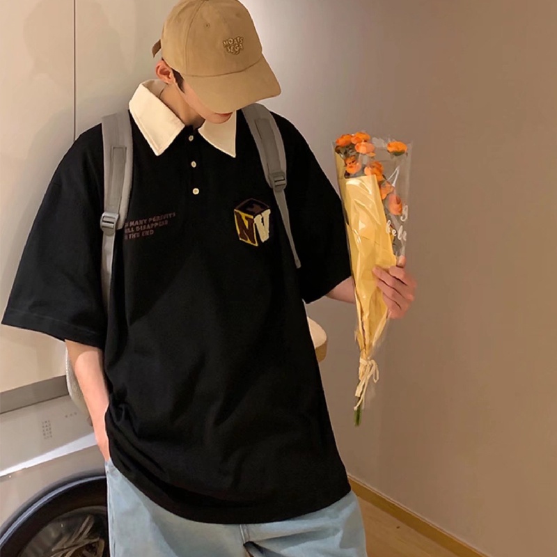 Áo Thun polo Có Cổ Thêu Chữ size M-3XL Thời Trang Cho Nam