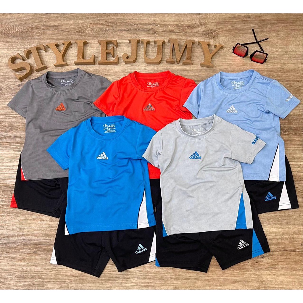 Size 1-6 ( 10-23kg) - Bộ quần áo thể thao thun lạnh ngắn tay quần lửng cho bé trai in tam giác thân áo