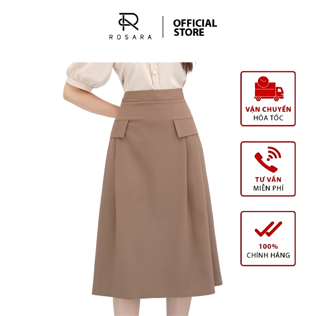 Chân váy dài chữ A xếp ly thời trang nữ Rosara CV4