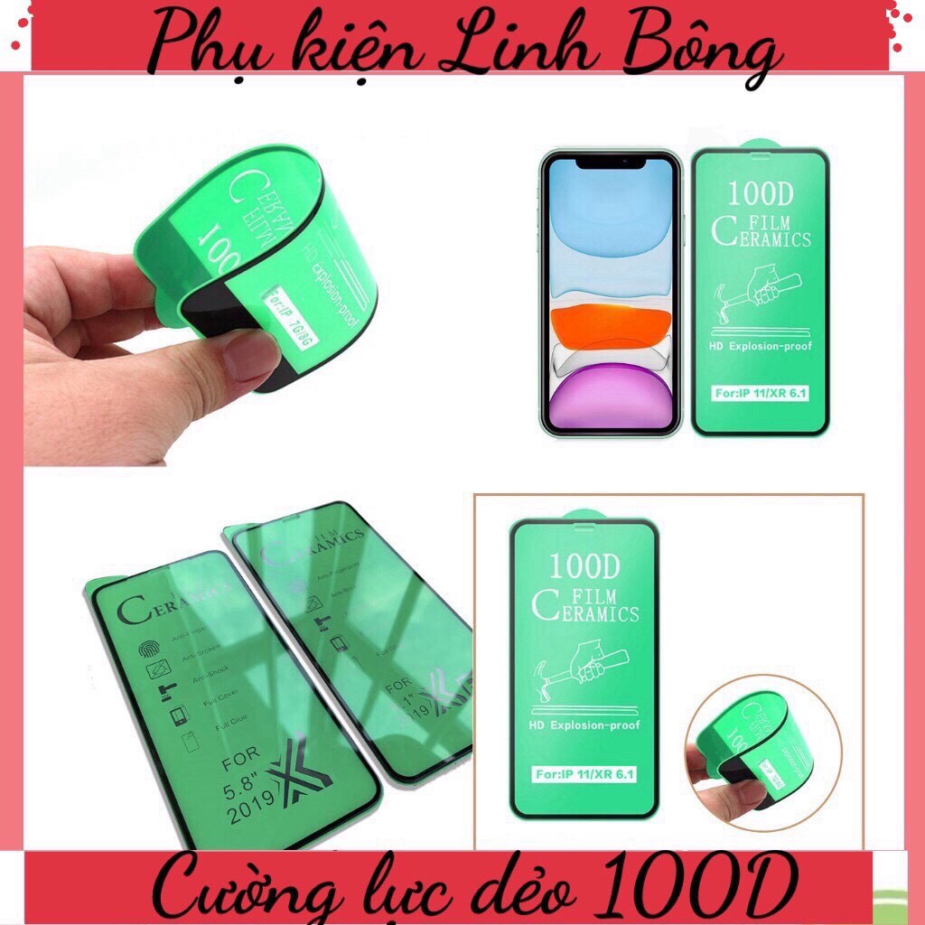 Kính Cường Lực Iphone 100D Dẻo chống vỡ Full màn Iphone 7/8/7Plus/8Plus/X/Xr/XsMax/11/11Pro/11ProMax/12 5.4/12 6.1