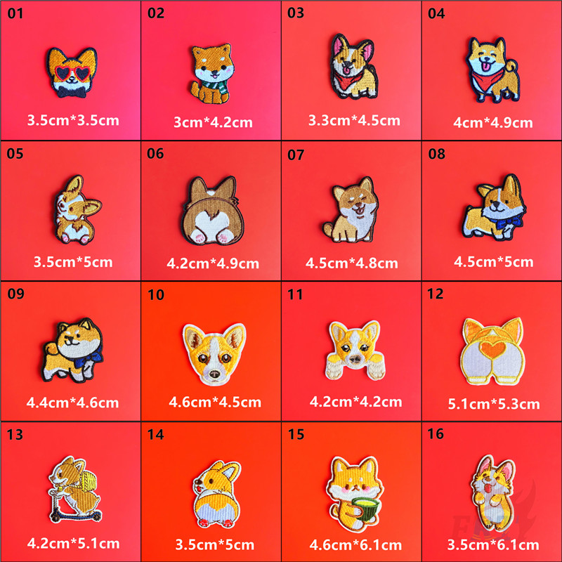 Miếng Vá Ủi Thêu Thiết Kế Hình Chó Shiba Inu và Corgi Dễ Thương