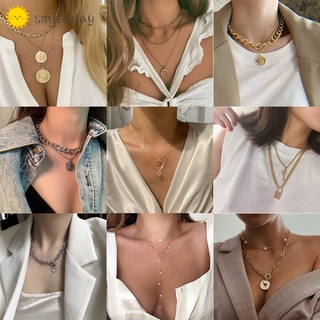 Dây chuyền choker mắt xích mạ vàng nhiều lớp dùng làm quà tặng cho nữ