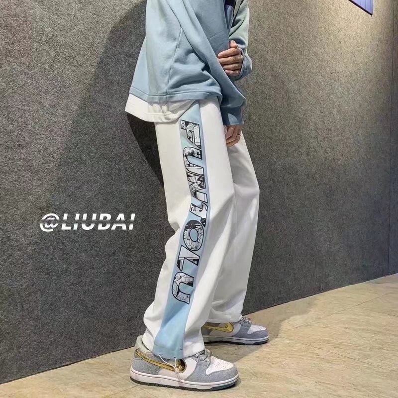 Quần dài thời trang dáng rộng phong cách hip hop kiểu mùa hè 2022 thấm hút mồ hôi size lớn dành cho nam S-3XL