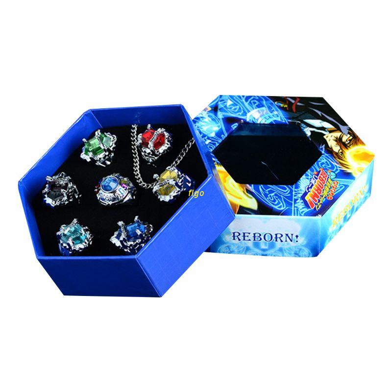 Bộ 7 nhẫn hợp kim hóa trang nhân vật hoạt hình Katekyo Hitman Reborn Vongola