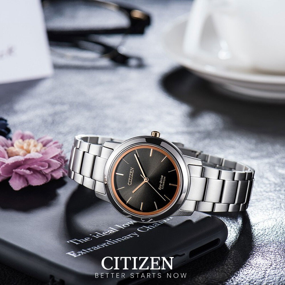 Đồng Hồ Citizen Nam Dây Titanium Máy Eco-Drive AW2024-81E - Mặt Đen (41mm)