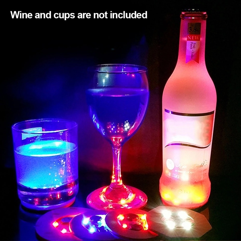 Đèn led phát sáng mini coaster phát sáng chai dán sáng xmas hộp đêm quầy bar tiệc bình trang trí nội thất chạy bằng pin cốc uống nước