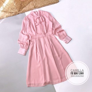 ⚡️BÁN SỈ⚡️Đầm hồng xoè thắt nơ cổ