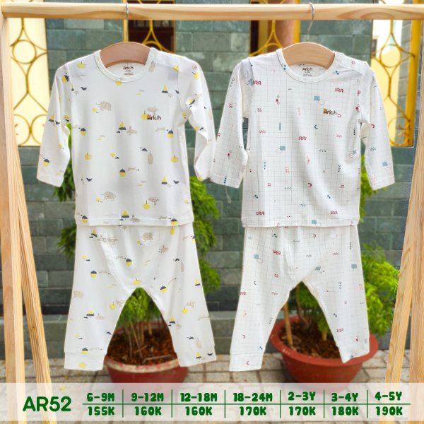 Bộ quần áo dài cài vai Arich họa tiết mới (size từ 6-9 tháng đến 4-5 tuổi)