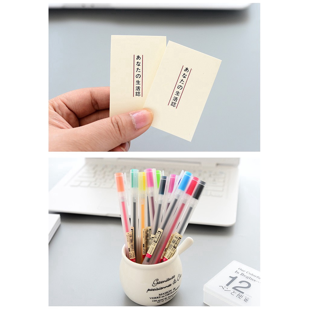 MUJI Set 12 Bút Bi Nhiều Màu Ngòi 0.5mm