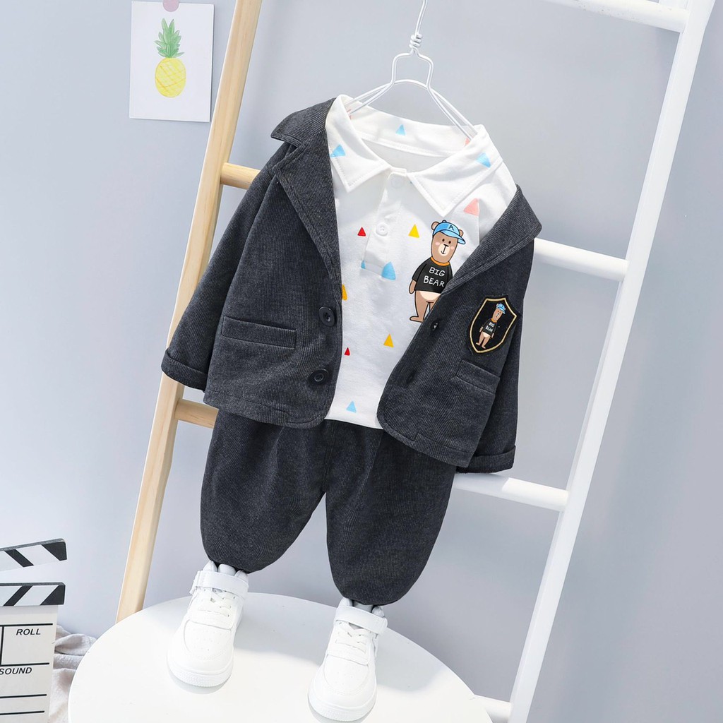 Set vest 3 chi tiết sơ mi trắng - áo vest gấu cho bé 6-17kg - Có ảnh thật ở cuối- Shubishop.vn