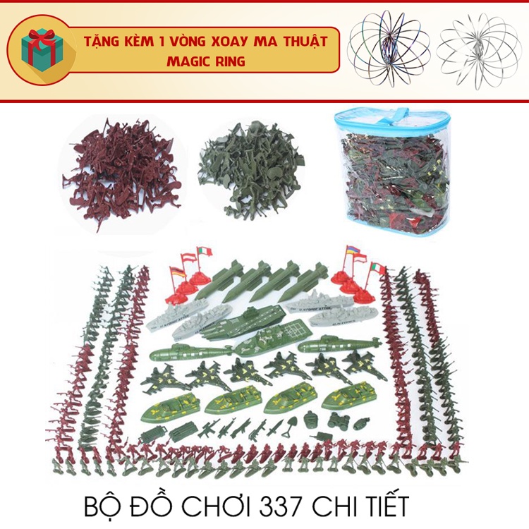 Set Bộ Đồ Chơi 260-300-307-337 Chi Tiết Mô Hình Lính Nhựa War Force Quân Đội Ô Tô Máy Bay Xe Tặng Magic Ring