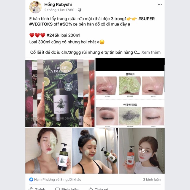 Rửa mặt rau củ