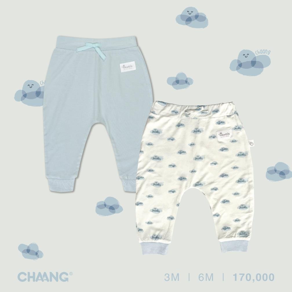 Chaang Set 2 quần dài sơ sinh SUMMER xanh da trời