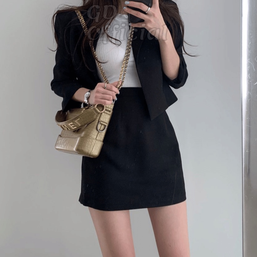 B12|Set bộ vest áo nữ công sở kèm váy chữ A thanh lịch gd_order