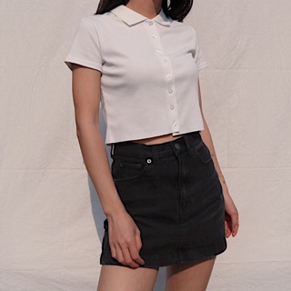 Sẵn_ áo Polo croptop trắng ( trượt qua xem ảnh thật)