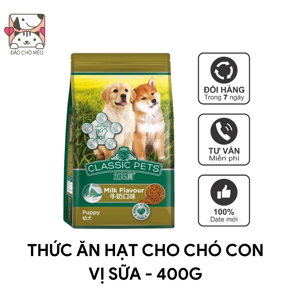 Thức ăn hạt cho chó con Classic Pets vị sữa hạt khô gói 400G - Đảo Chó Mèo