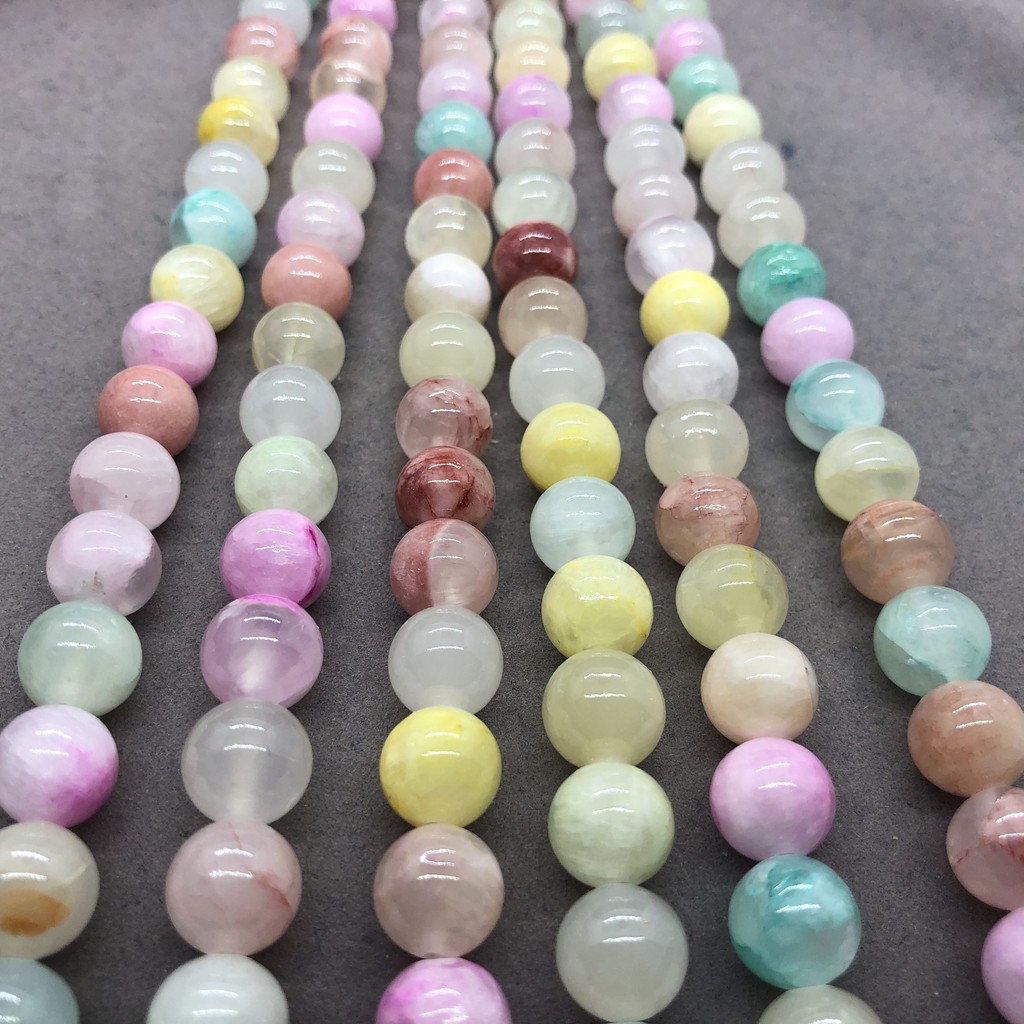 Đá chrysoprase tròn nhiều màu sắc kích thước 4-12mm dành cho làm trang sức thủ công