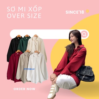 Áo sơ mi xốp, form oversize <65kg, có ảnh thật cận chất