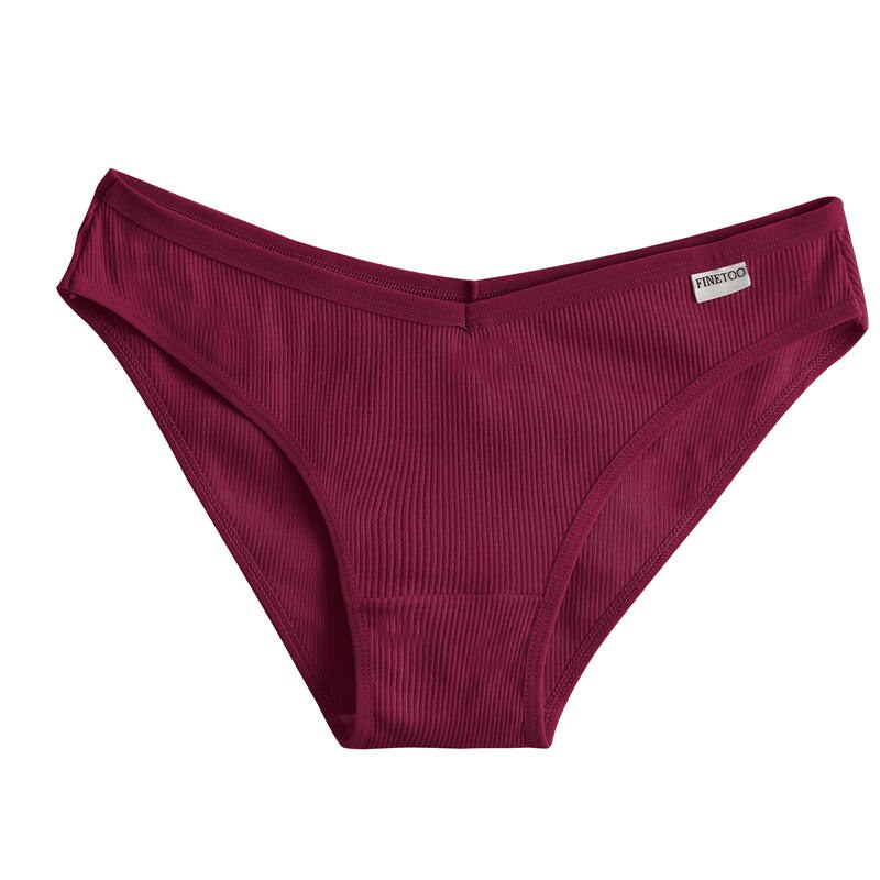 Quần lót nữ FINETOO cotton hình chữ V cạp trễ có size lớn M-4XL quyến rũ thoáng khí