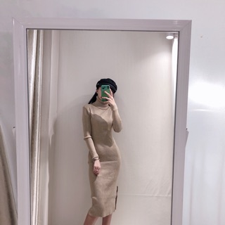 Ảnh Thật : Váy len cổ lọ body basic