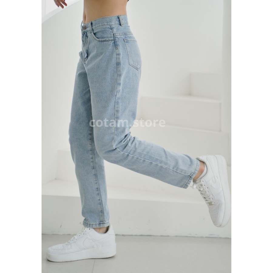 Quần Jeans Nữ Xanh Trơn, Quần Baggy Nữ, Ống Suông Rộng Unisex - Ulzzang Hàn Quốc - NS-01 - Ảnh Tấm Tự Chụp | BigBuy360 - bigbuy360.vn