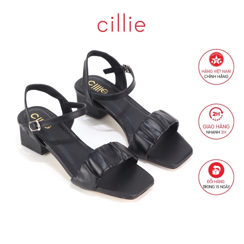 Giày sandal nữ quai bèo nữ tính thời trang gót vuông cao 5 cm đi học đi làm Cillie 2012