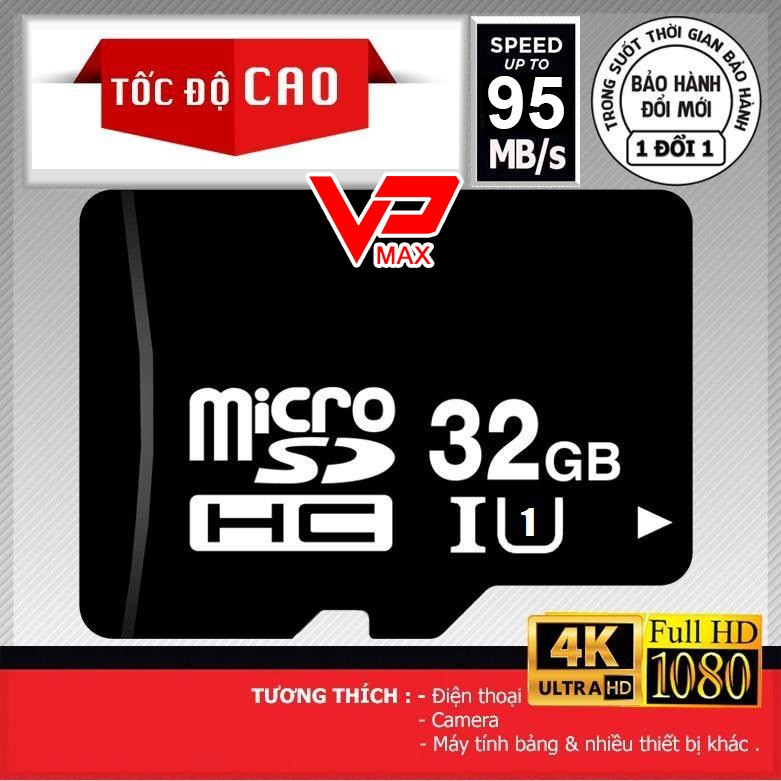 [Mã ELFLASH5 giảm 20K đơn 50K] Thẻ nhớ Micro SD 16GB 32GB U3 tốc độ 100Mb/s