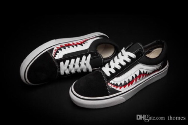 Giày vans răng cá mập old skool bape shark tooth