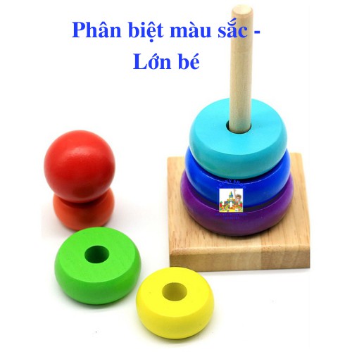 Đồ chơi gỗ tháp cầu vòng xếp chồng cho bé - Giáo dục Montessori - Đồ chơi thông minh - Chất liệu an toàn - Siêu bền đẹp