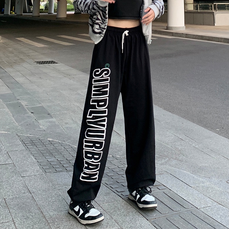 Quần thể thao NRVP ống rộng phong cách đường phố Hàn Quốc thời trang dành cho nữ