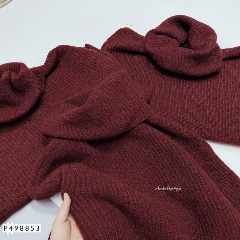 Áo len cổ lọ đỏ đô Z.R hàng QCL1