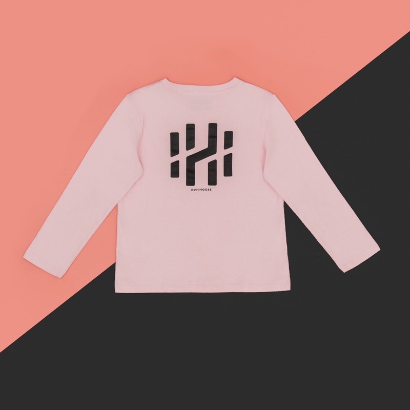 Áo thun unisex dài tay DVH KIDS - T SHIRT đen hồng by DVH House