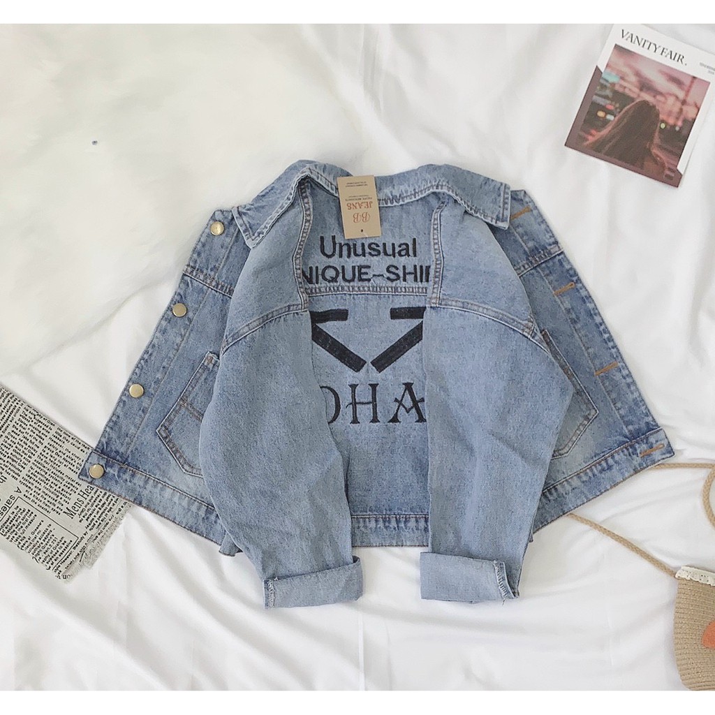 [XẢ KHO]Áo khoác jean nữ(ảnh thật) in BOHAN dày dặn FASHIONNEWW