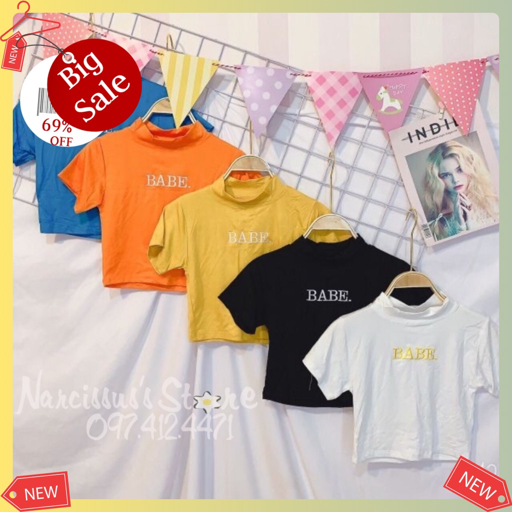 [Nhiều màu] Áo croptop cổ lọ chất cotton co giãn tốt HOT 2020 | BigBuy360 - bigbuy360.vn