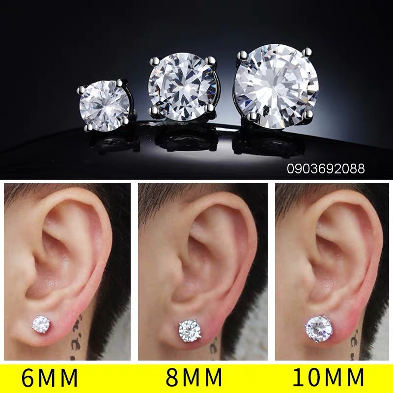 Bông Tai mẫu hột, Bông Tai Nam Châm HCM, Bông Tai Không Cần Xỏ Lỗ kiểu unisex, Bông Tai Đính Đá Ivy Store