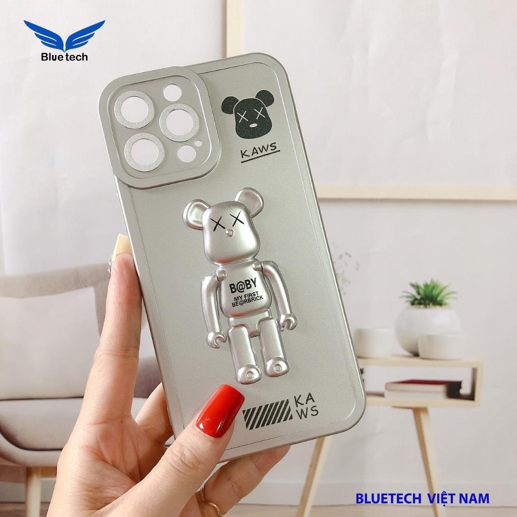 Ốp lưng gấu BearBrick kiêm giá đỡ điện thoại, Ốp lưng cao cấp phong cách mới nhất cho iphone 11 - 13promax