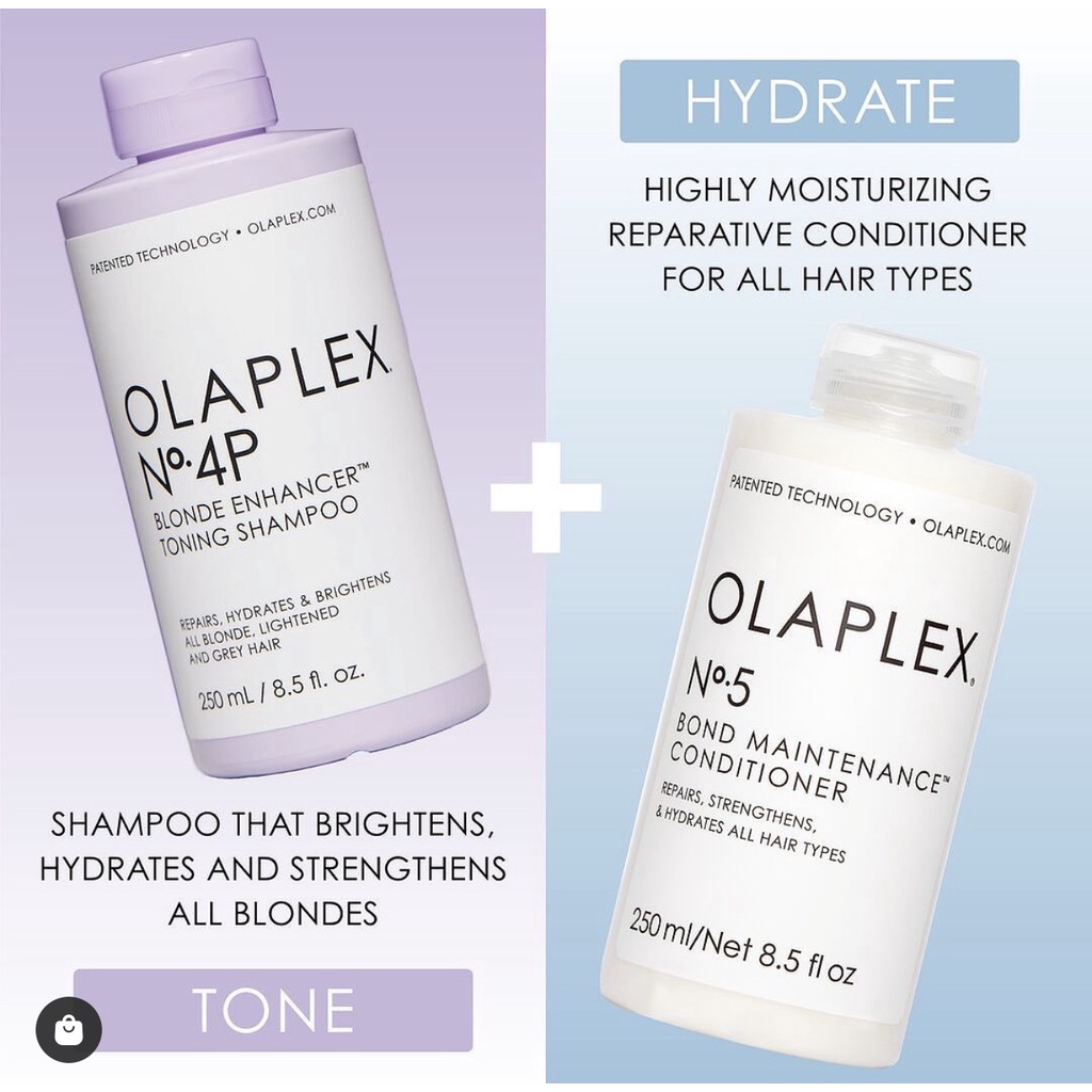 Bộ Dầu Gội &amp; Dầu Xả Tím Khử Vàng Olaplex Blonde Enhancer Toning Shampoo No.4P &amp; Olaplex No.5 Chính Hãng