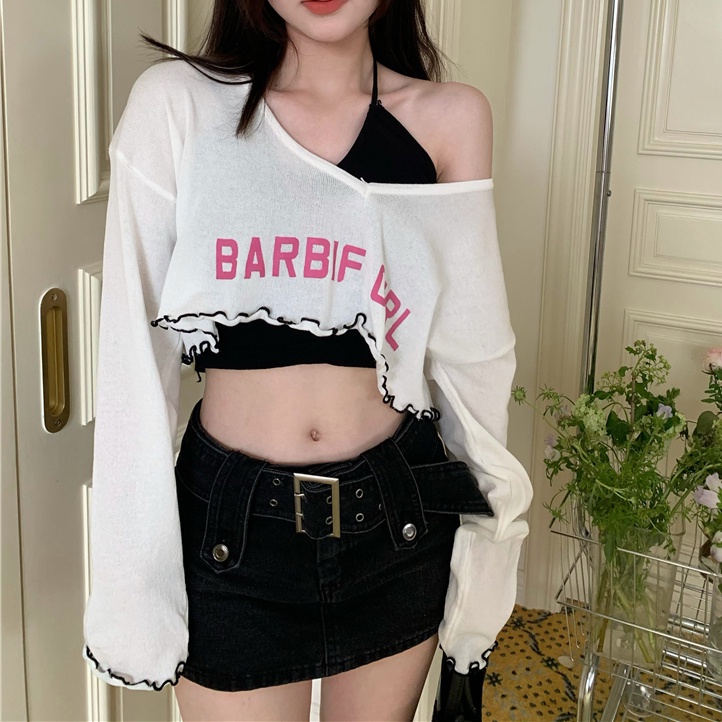 Bộ Áo Thun Dài Tay Thời Trang Hàn Quốc Dành Cho Phụ Nữ Mùa Thu Mới Dây Đeo