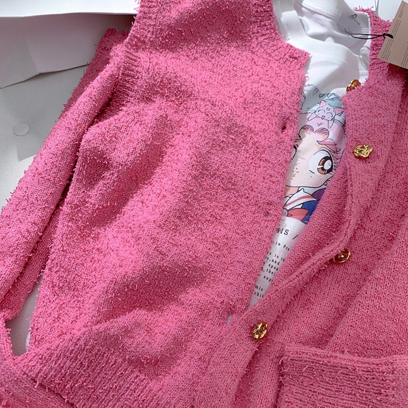 Rose blackpink Áo Khoác Cardigan Dệt Kim Tay Dài In Chữ Blackpink Thời Trang Cho Nữ