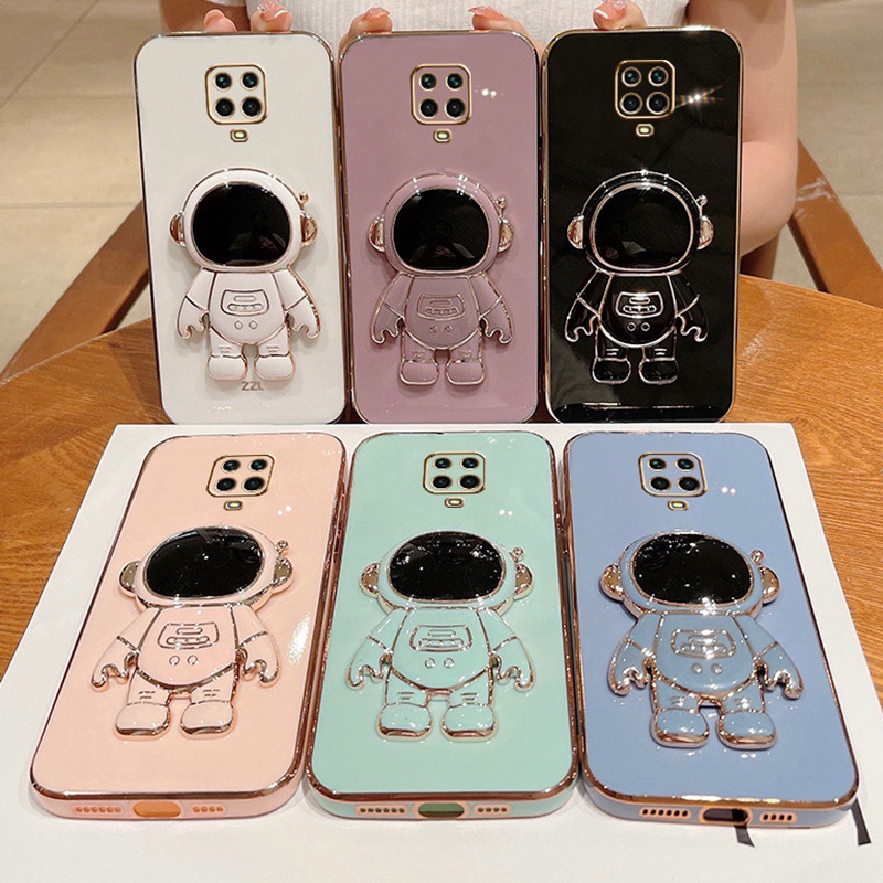 Ốp Điện Thoại Mềm Họa Tiết Phi Hành Gia Lấp Lánh Có Giá Đỡ Cho Xiaomi Redmi Note 9 Pro Max 9S 10X 4G 5G