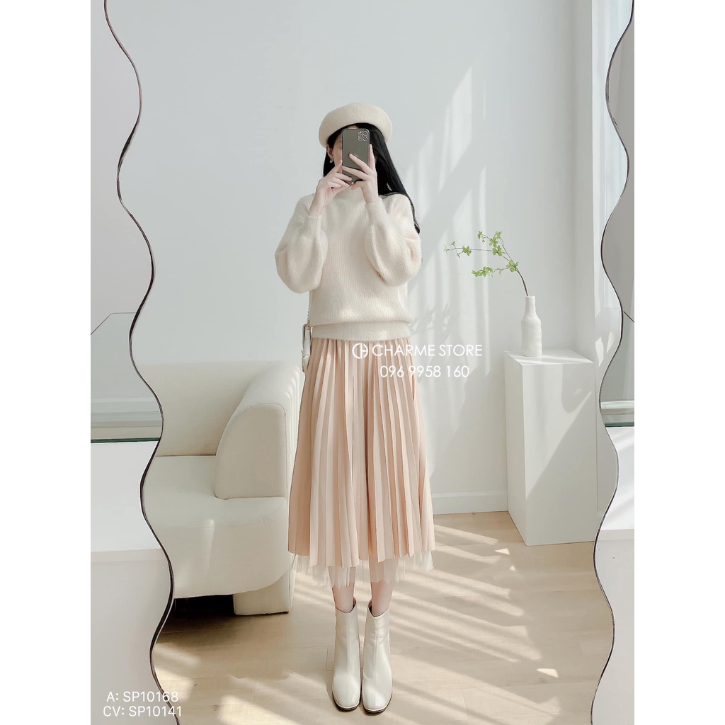 Chân váy nữ dập ly phối viền thiết kế Charme 10141 | BigBuy360 - bigbuy360.vn