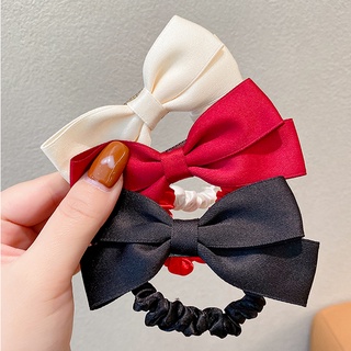 Dây Cột Tóc Nơ Vải Nhung Màu Đỏ Dễ Thương Kiểu Hàn Quốc Cho Bé Gái