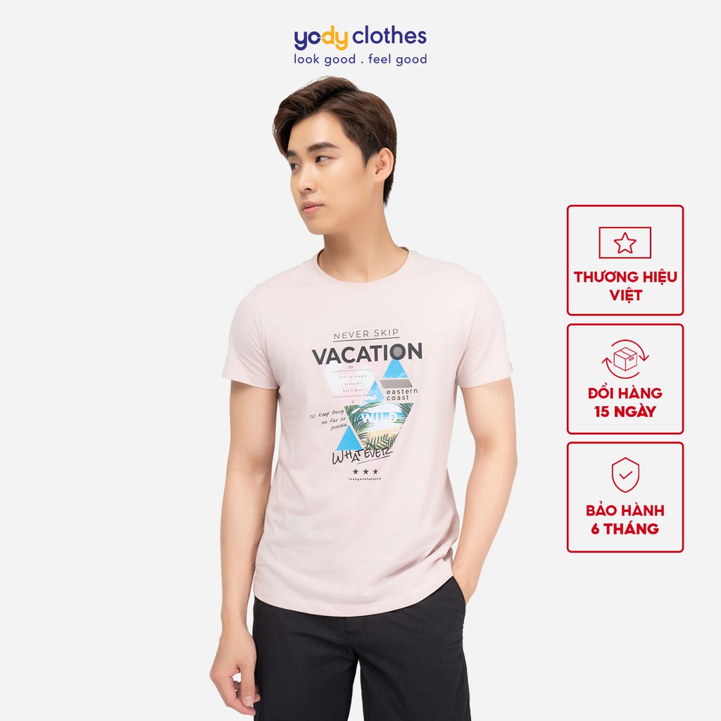 Áo thun nam Yody in Vacation chất lụa vải mịn mát TSM4211 | BigBuy360 - bigbuy360.vn