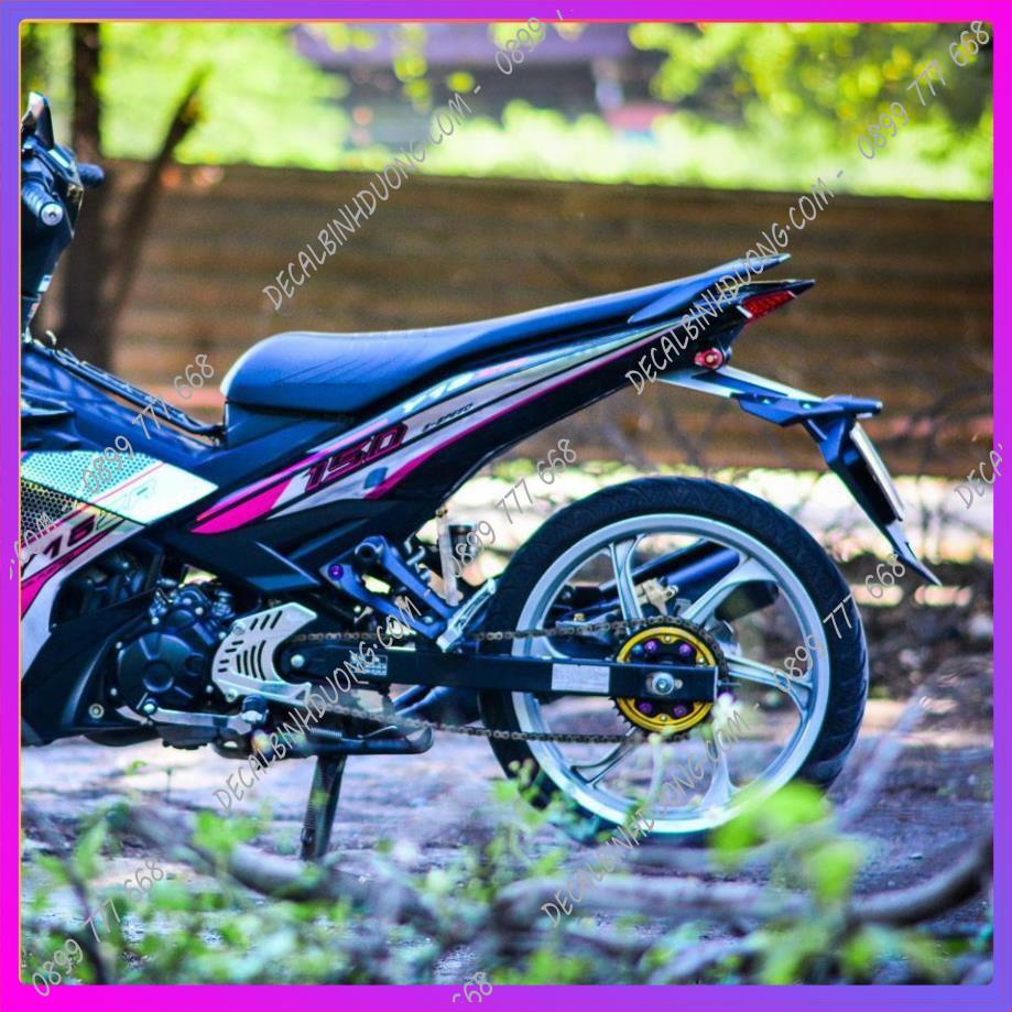 Tem Xe Exciter 150 Y15ZR Hồng Đen Tổ Ong - Decal Chrome