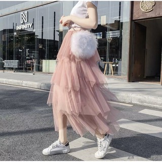 chân váy lưới tầng dài cực xinh thướt tha xinh tươi dễ thương