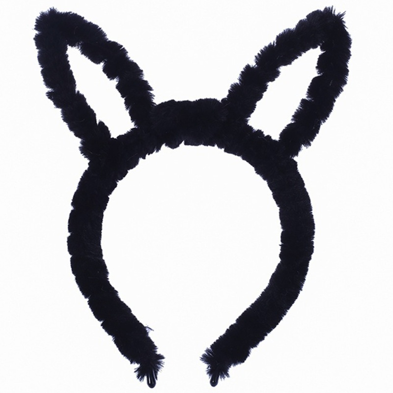 Băng Đô Tai Thỏ Phối Lông Màu Trơn Trang Điểm Hóa Trang Dễ Thương