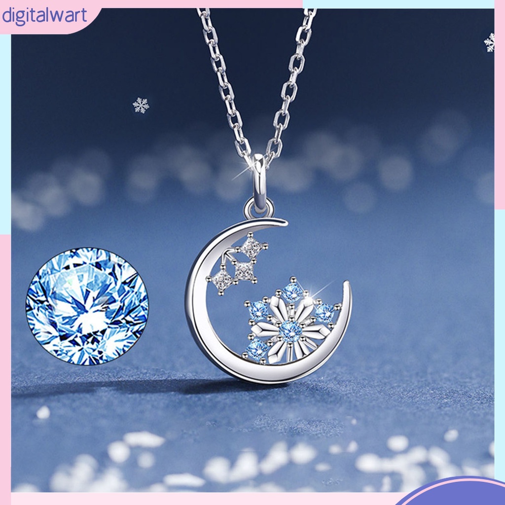 Vòng cổ Mặt Hình Mặt Trăng Và Bông Tuyết Đính Đá Chống Mài Mòn Phong Cách Hàn Quốc
