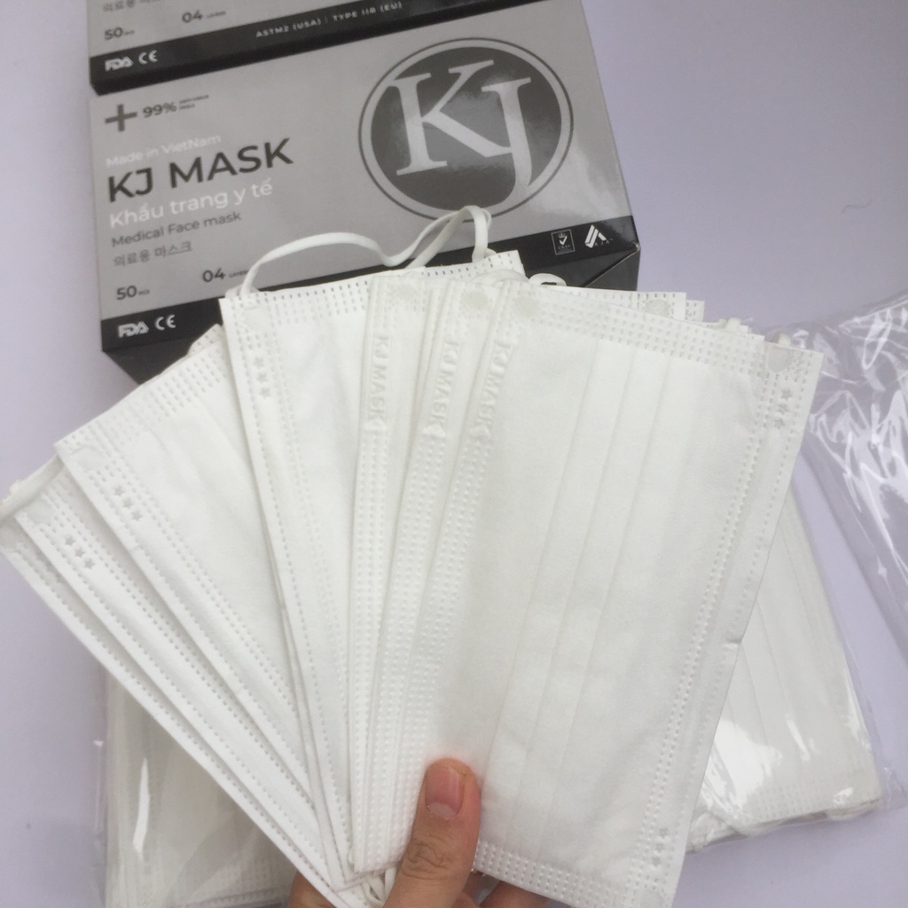 Khẩu trang y tế KJMASK chính hãng, Tiêu Chuẩn TYPE IIR Kháng Khuẩn màu xanh, trắng hộp 50 chiếc