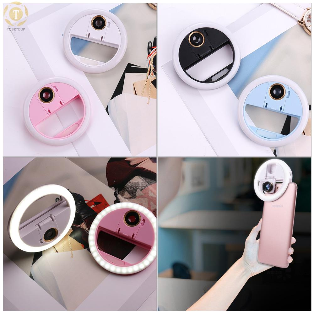 Shipped within 12 hours】 3-in-1 Mini Clip-on Smartphone Fill-in Light & Mobile Phone Camera Lens Kit 3 Levels Brightness LED Light 0.63X Wide Angle 5X Macro Lens Compatible with iPhone 11/X/8/7 for Selfie Beauty Fill Light [TO]