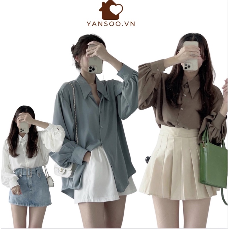 Áo somi lụa ruby tay xoắn bồng hàng Quảng Châu chất đẹp by YANSOO